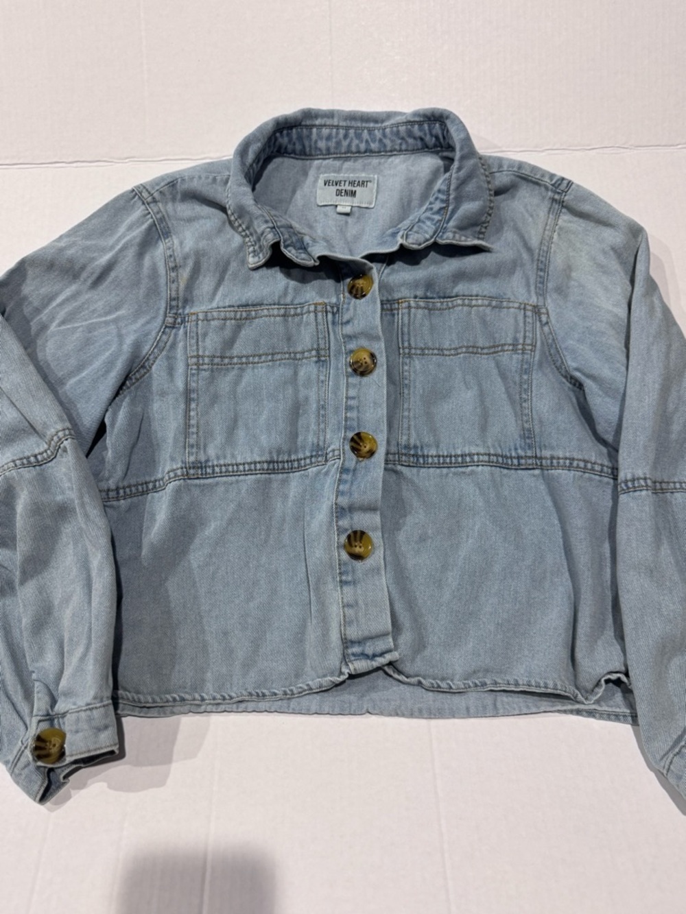 Velvet Heart Light Blue Denim Shacket with Button Front - Picture 3 of 9